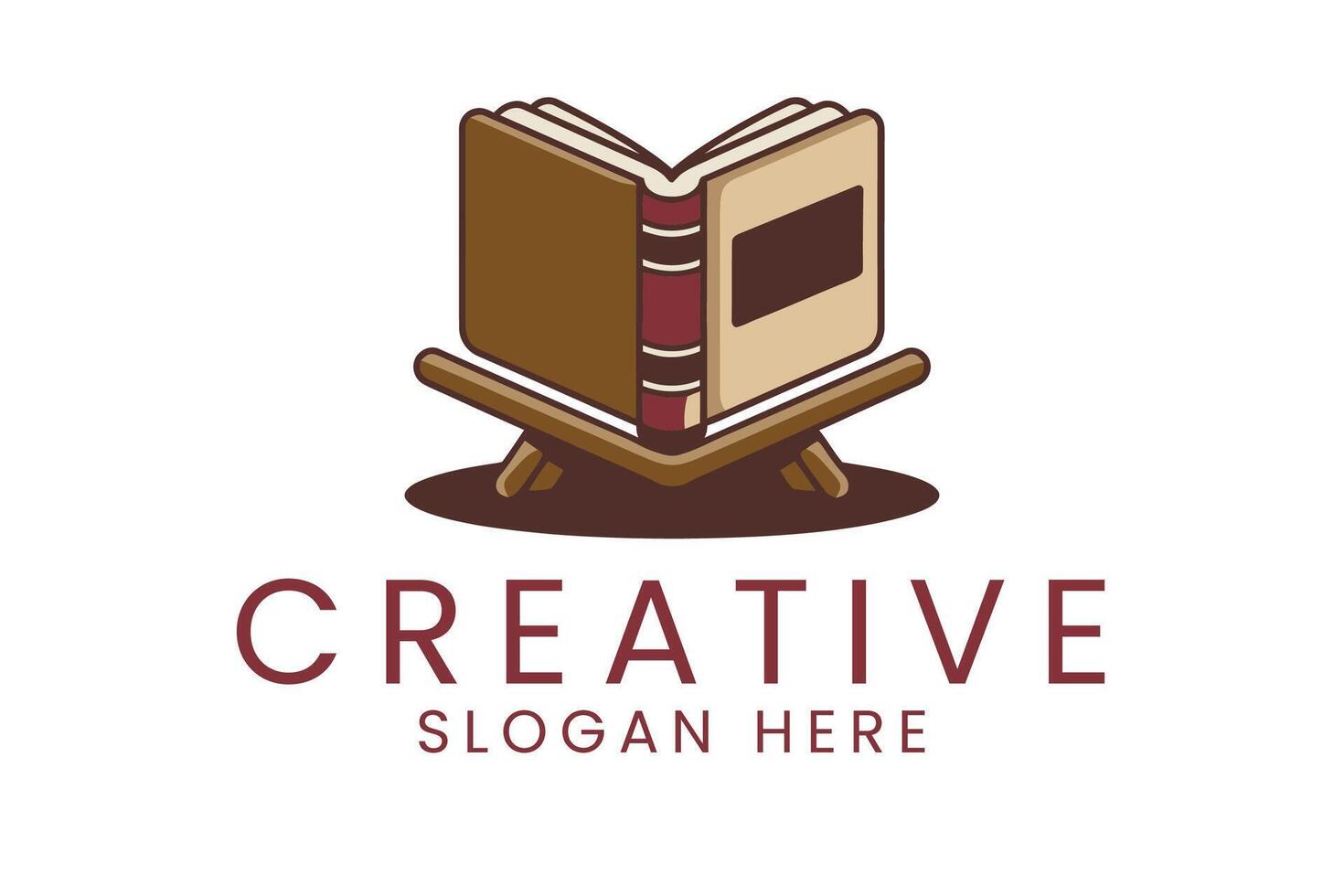 Open Book on Stand Elegant Design Brown Beige holy text icon flat study vector