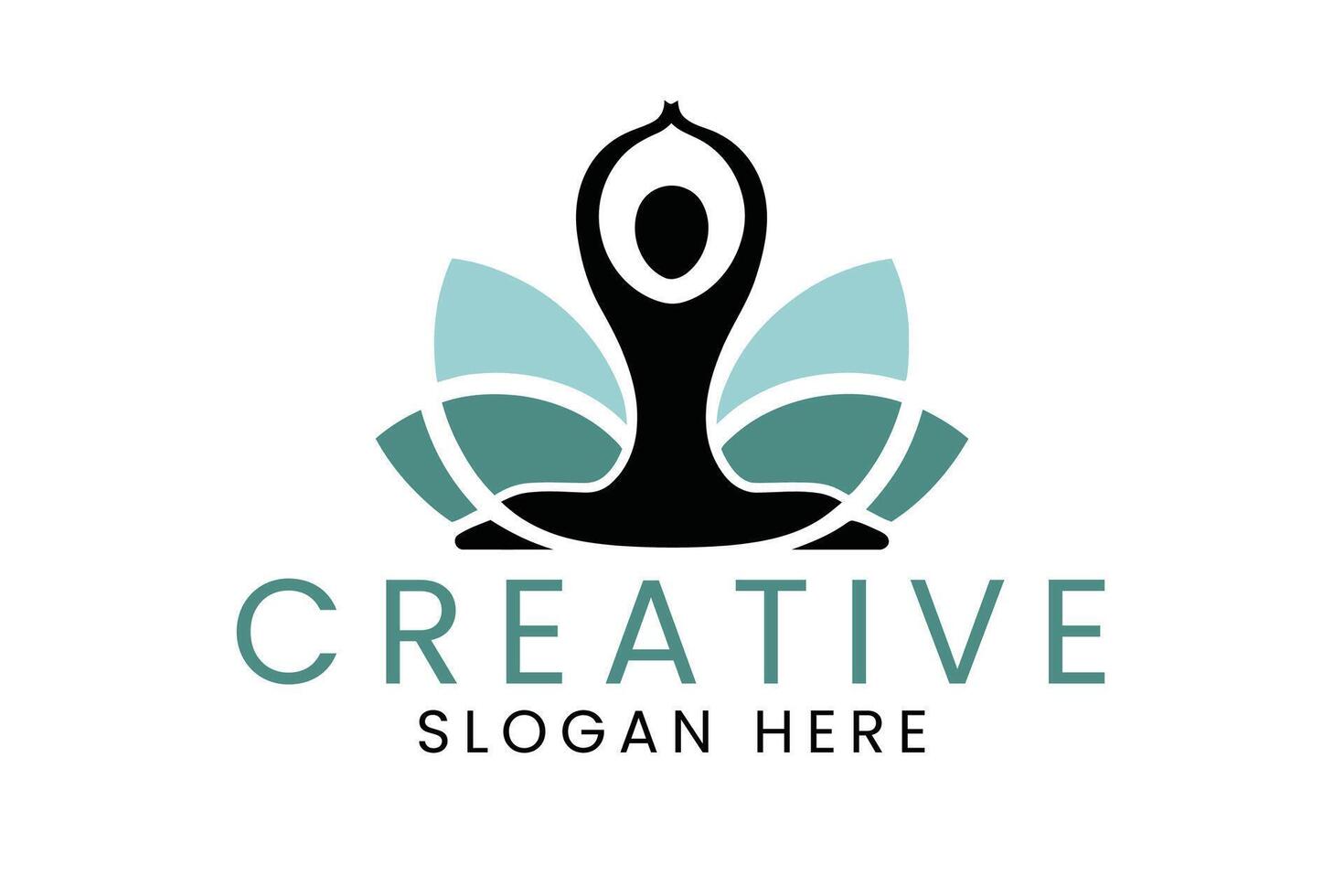 Serene Yoga Lotus Pose Wellness Design Teal spa zen calm icon blue peace vector