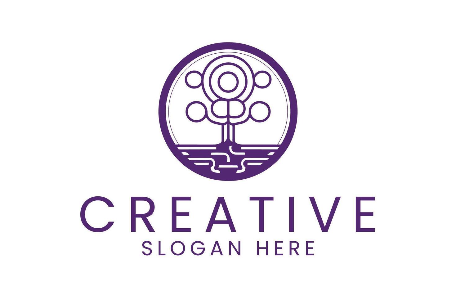 Purple Abstract Tree Design Modern Minimalist art icon clean lines image vector