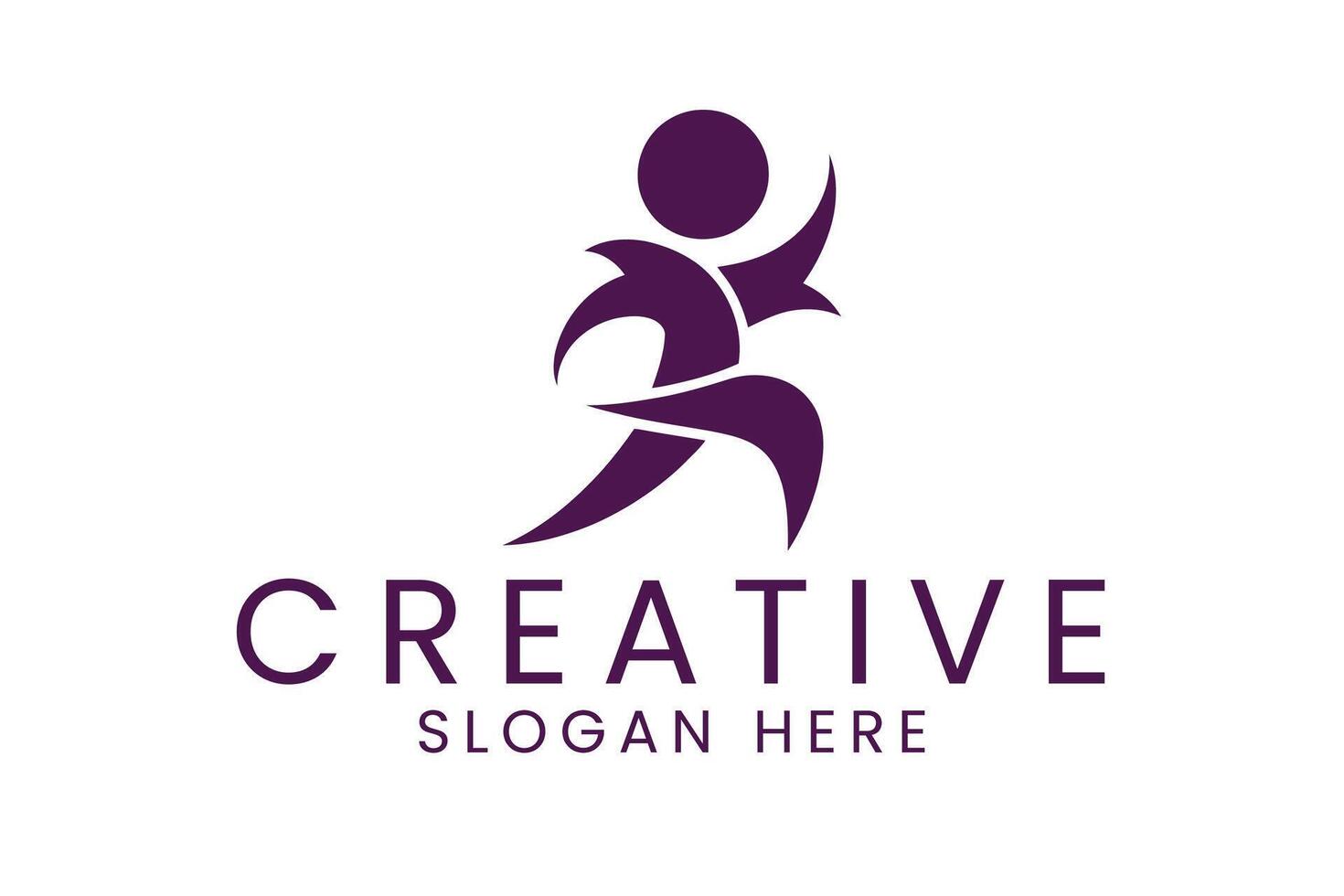 Abstract Running Figure Design Purple Active icon fast speed sport brand vector