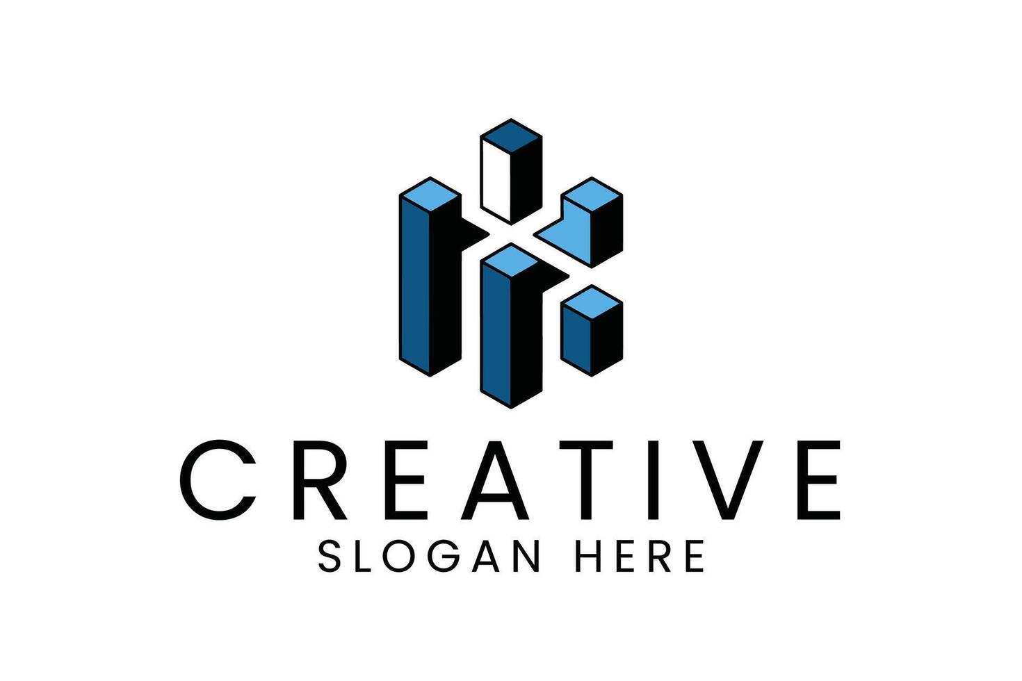 Abstract Blue Black 3D Cubes Modern Design Art Icon Clean Image Style vector