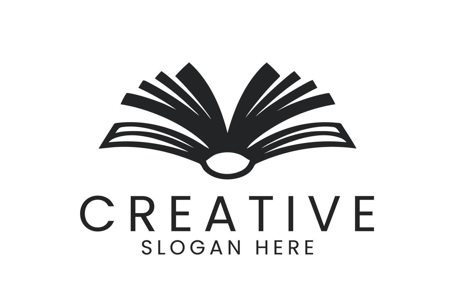 Elegant Open Book Design Creative Template icon black white clean pages vector