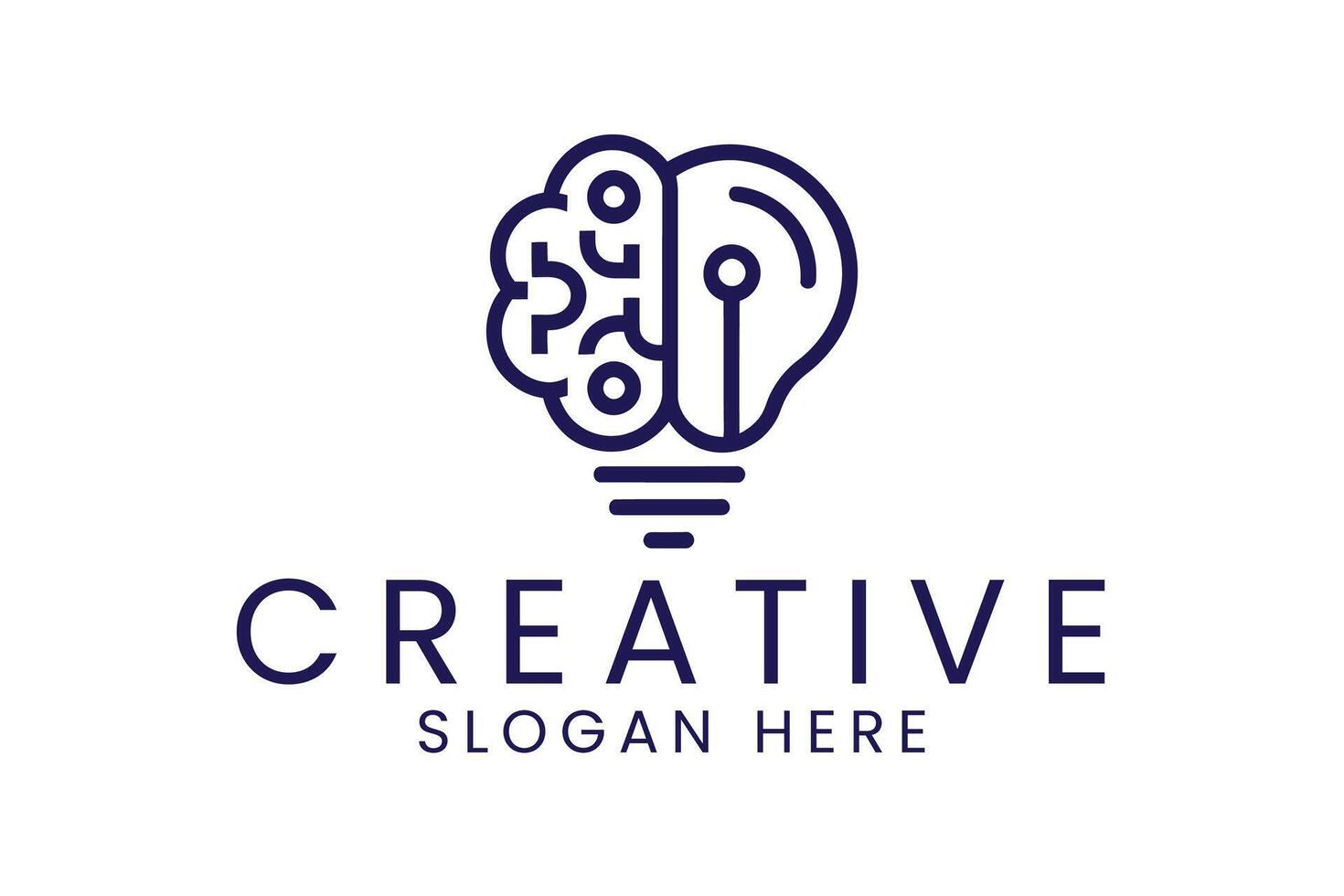 Innovative Brain Idea Lightbulb Design Concept mind icon blue line clean vector