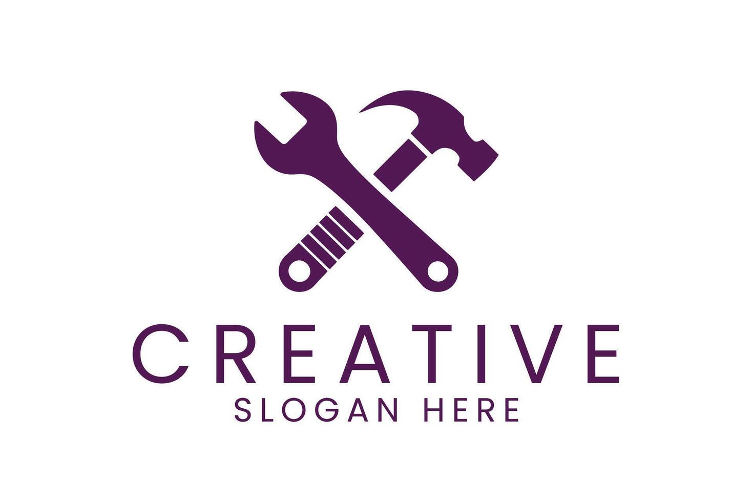 Purple Wrench Hammer Design Creative Tool icon flat icon tools image brand vector