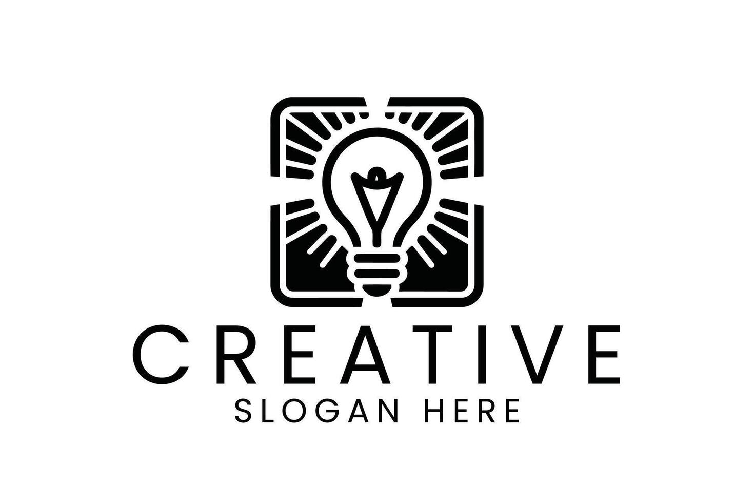 Modern Creative Lightbulb Design Idea Inspiration sun icon rays power black vector