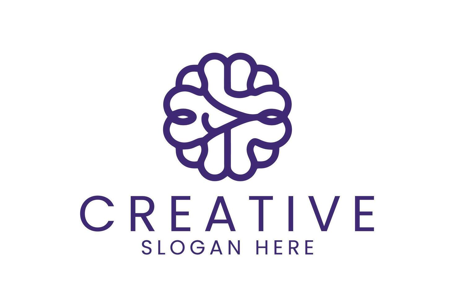 Elegant Brain Design Purple Creative Mind art idea icon line clean badge vector