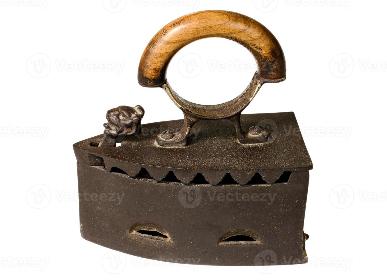 Old smoothing-iron isolated on a white background photo
