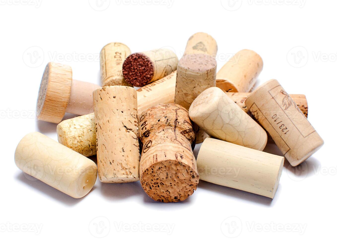 Wine corks isolated on white background photo