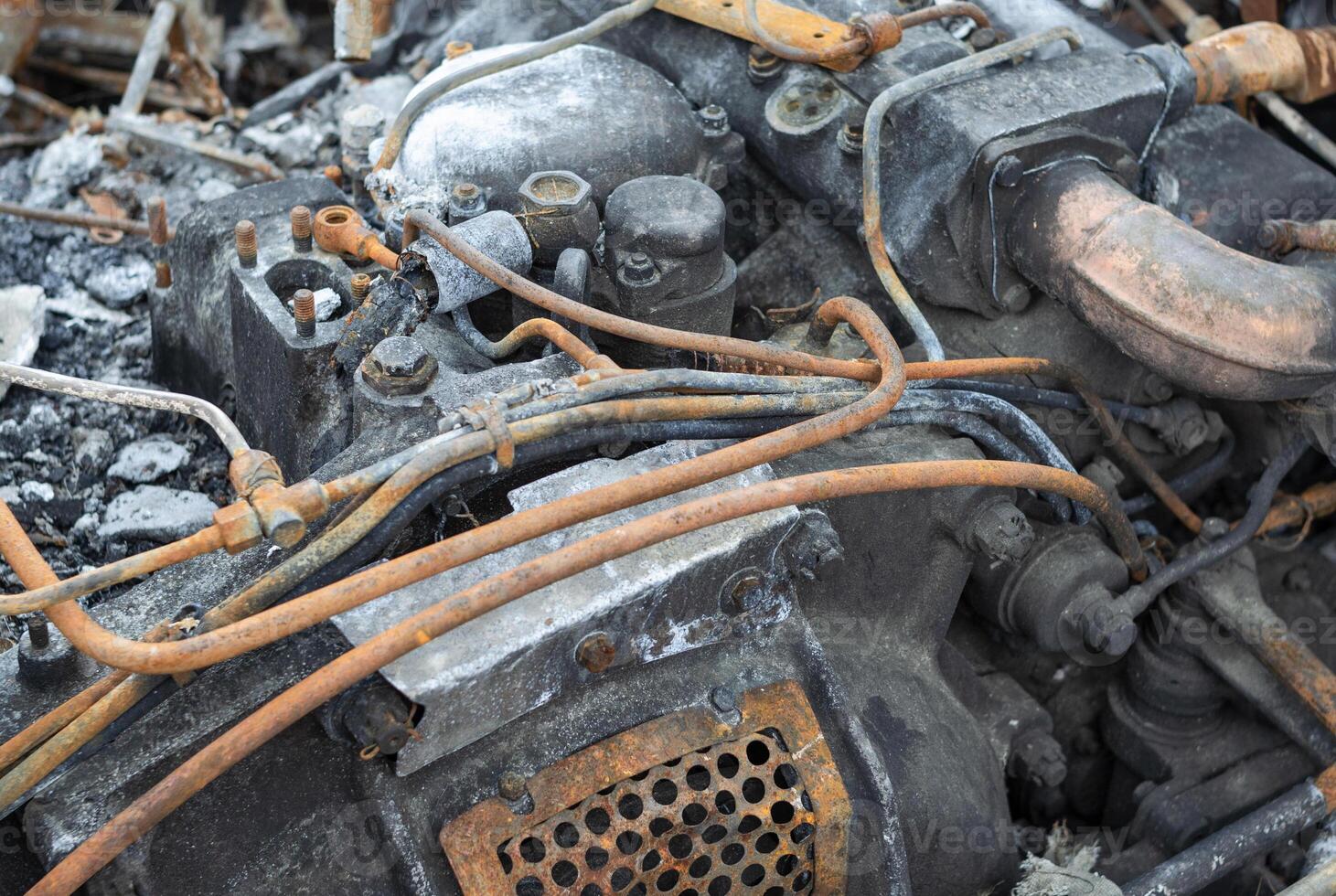Fragment of a rusty diesel engine photo