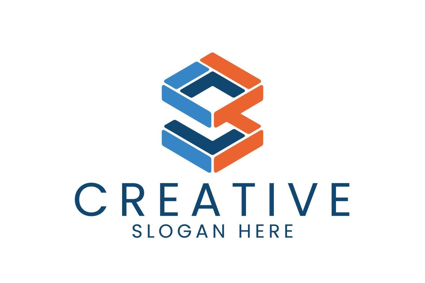 Abstract Blue Orange Hexagon Modern Style Art Icon Flat Clean Image vector