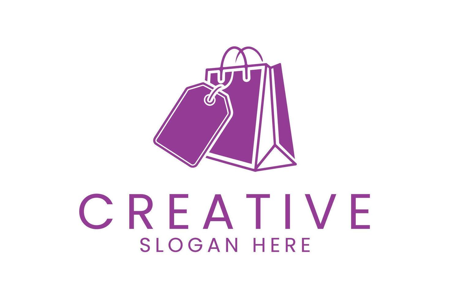 Purple Shopping Bag with Tag Modern sale icon store price label vector