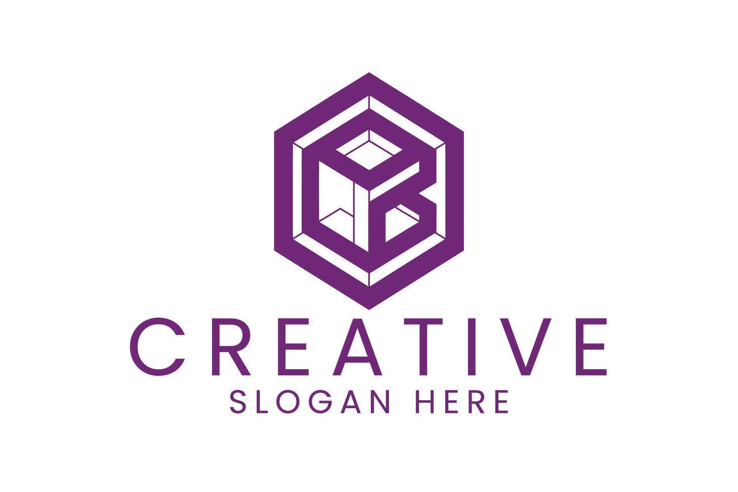Purple Geometric Abstract Modern Branding art cube icon bold clean vector