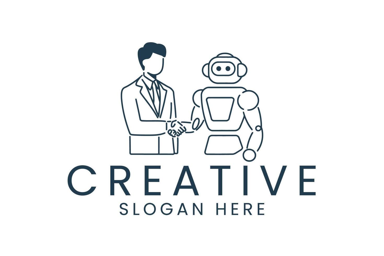 Human Robot Handshake Future Tech Partnership Deal ai icon line clean vector