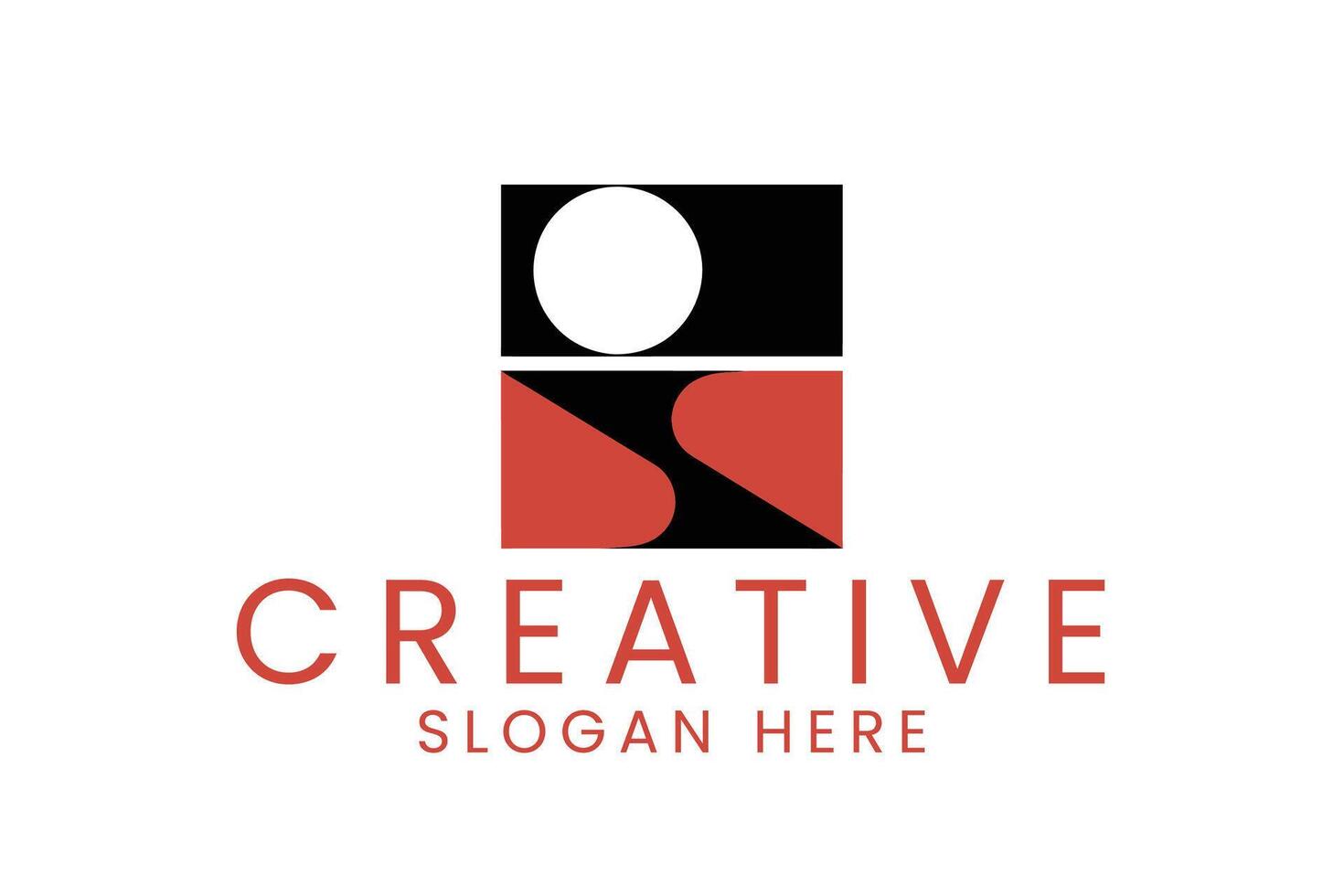Abstract Red Black White Modern Square art icon bold flat style vector