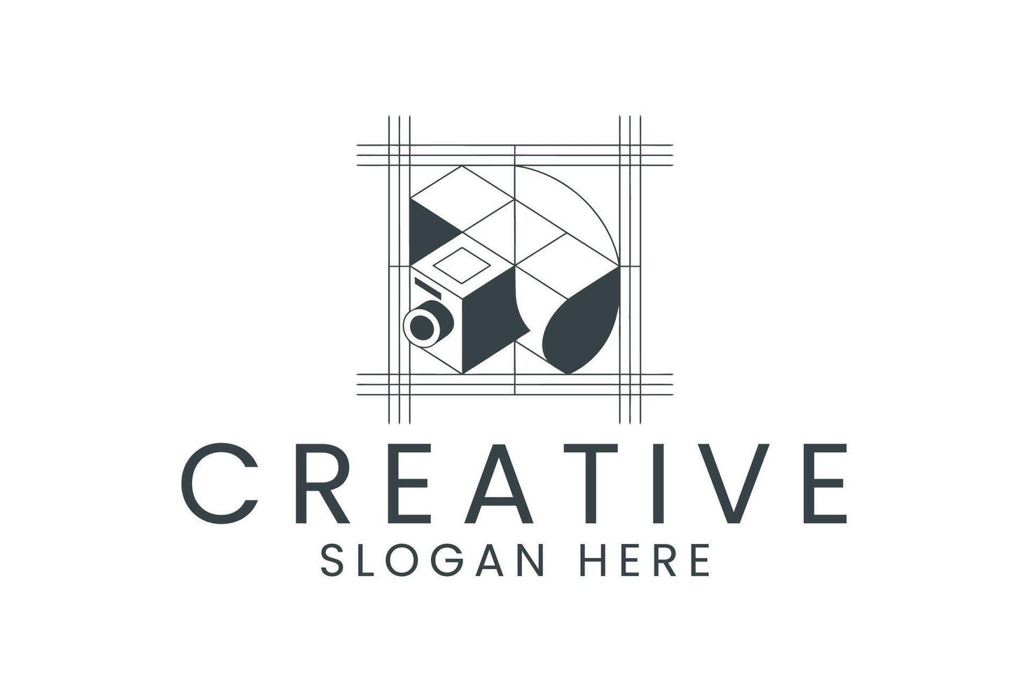 Abstract Camera Geometric Modern art icon grid grey lens vector