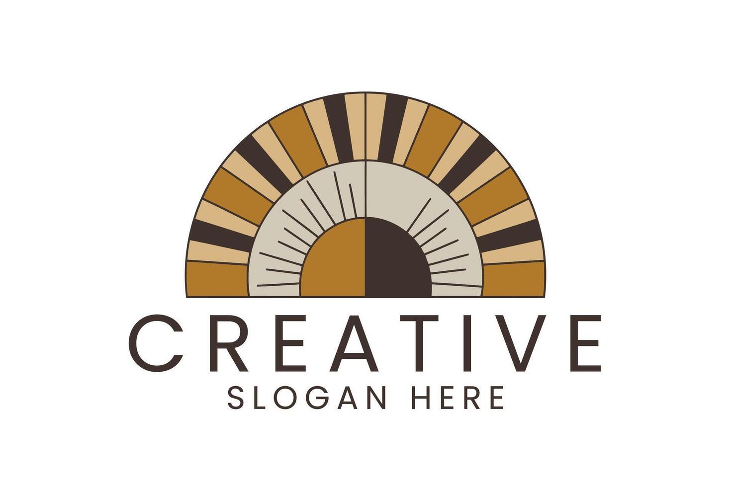 Abstract Geometric Sunburst Modern Art Fan Icon Gold Rays Half Retro vector