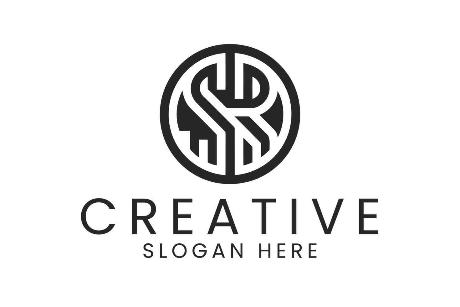 Modern Monogram Elegant Initial SR art icon font mark black white vector