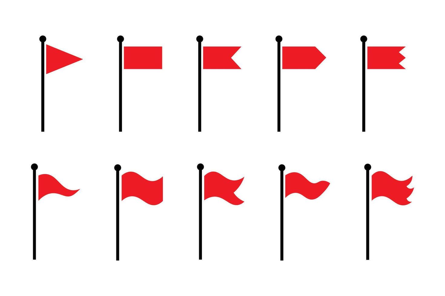 Flag icon. Set of red flag icons. Waving flag icon. Different flag icons set. vector