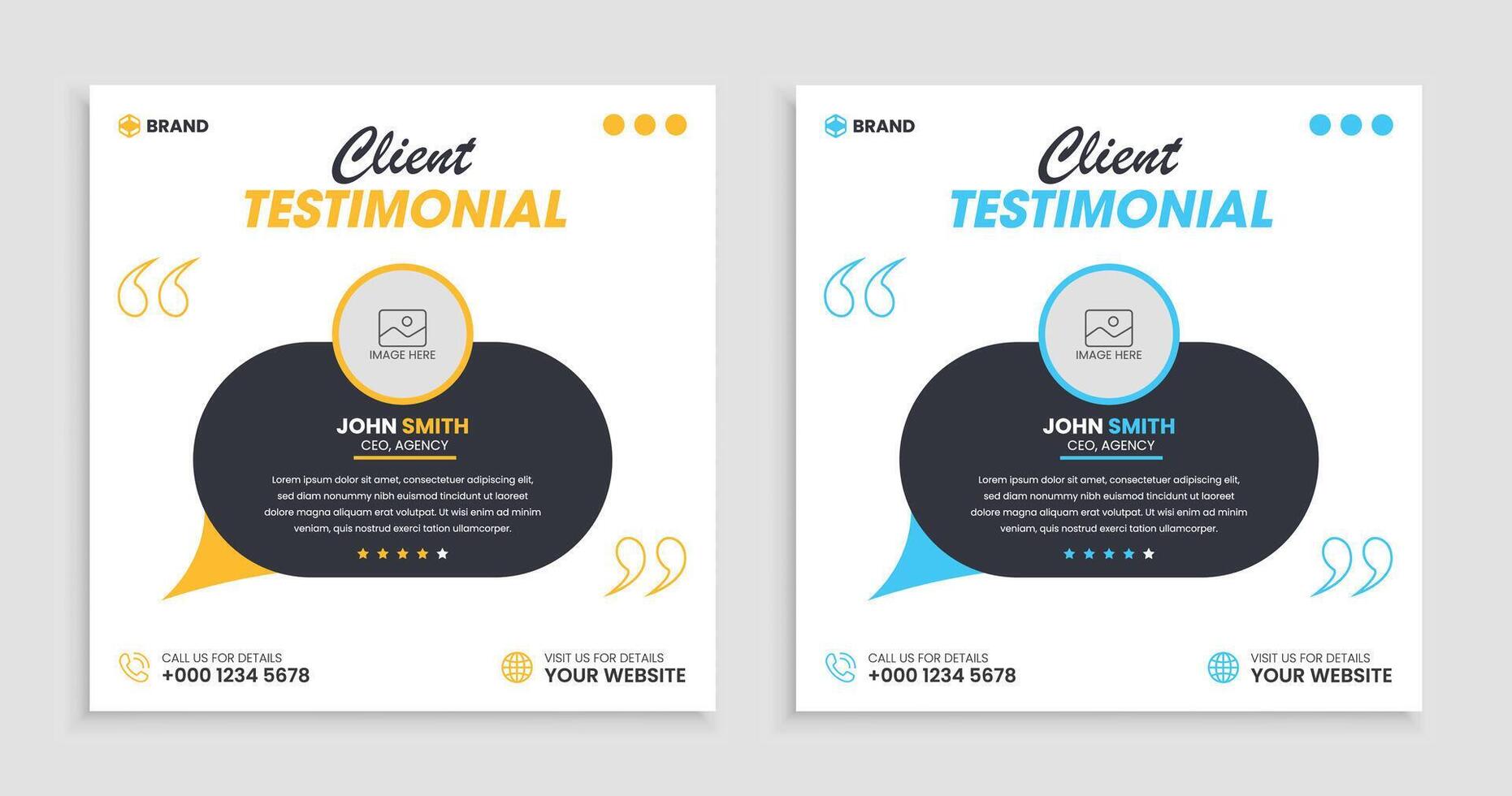 Modem Clean Clients testimonial or clients feedback. review template design with organic shape vector
