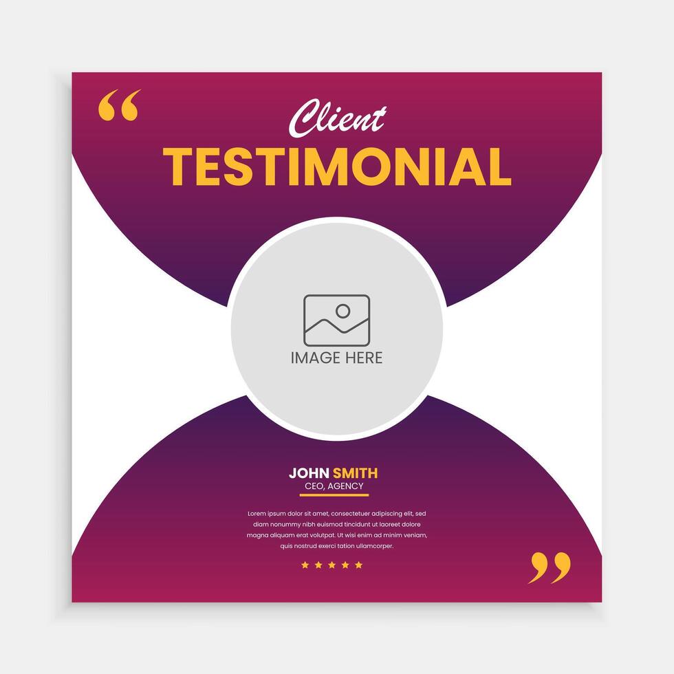 Client feedback review or client testimonial social media post template or web banner design vector