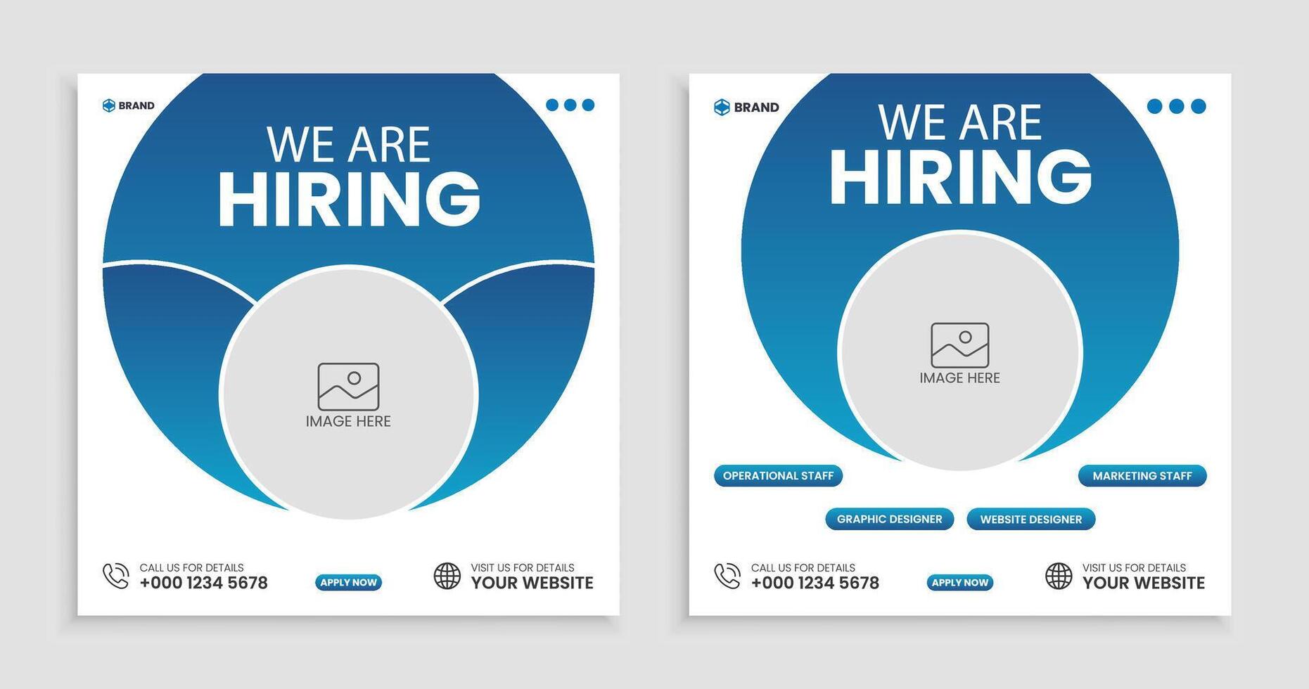 We are hiring job vacancy social media post or Social Media Square Banner design template. vector