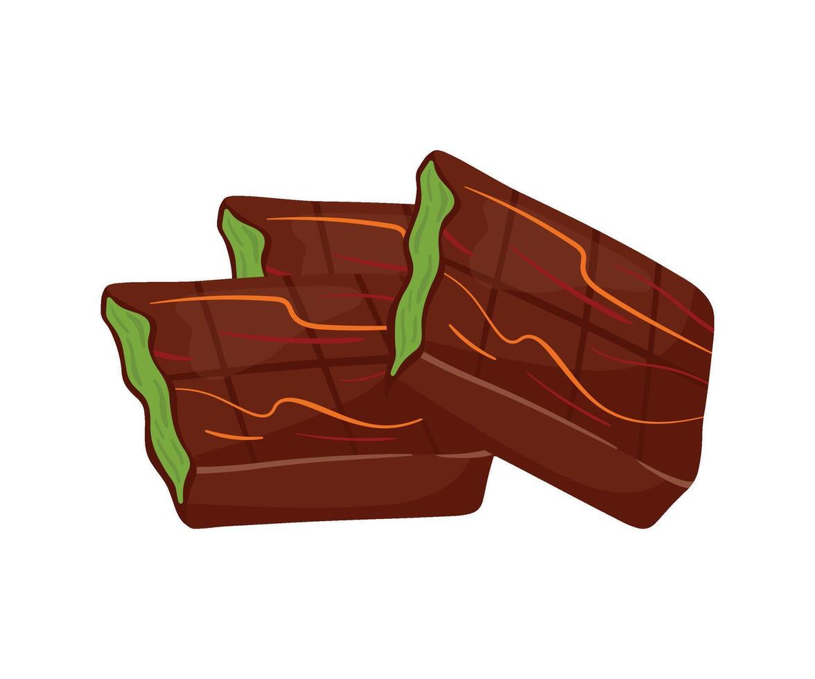 Dubai Chocolate Bar with Pistachio and Kunafa Bar Illustration vector