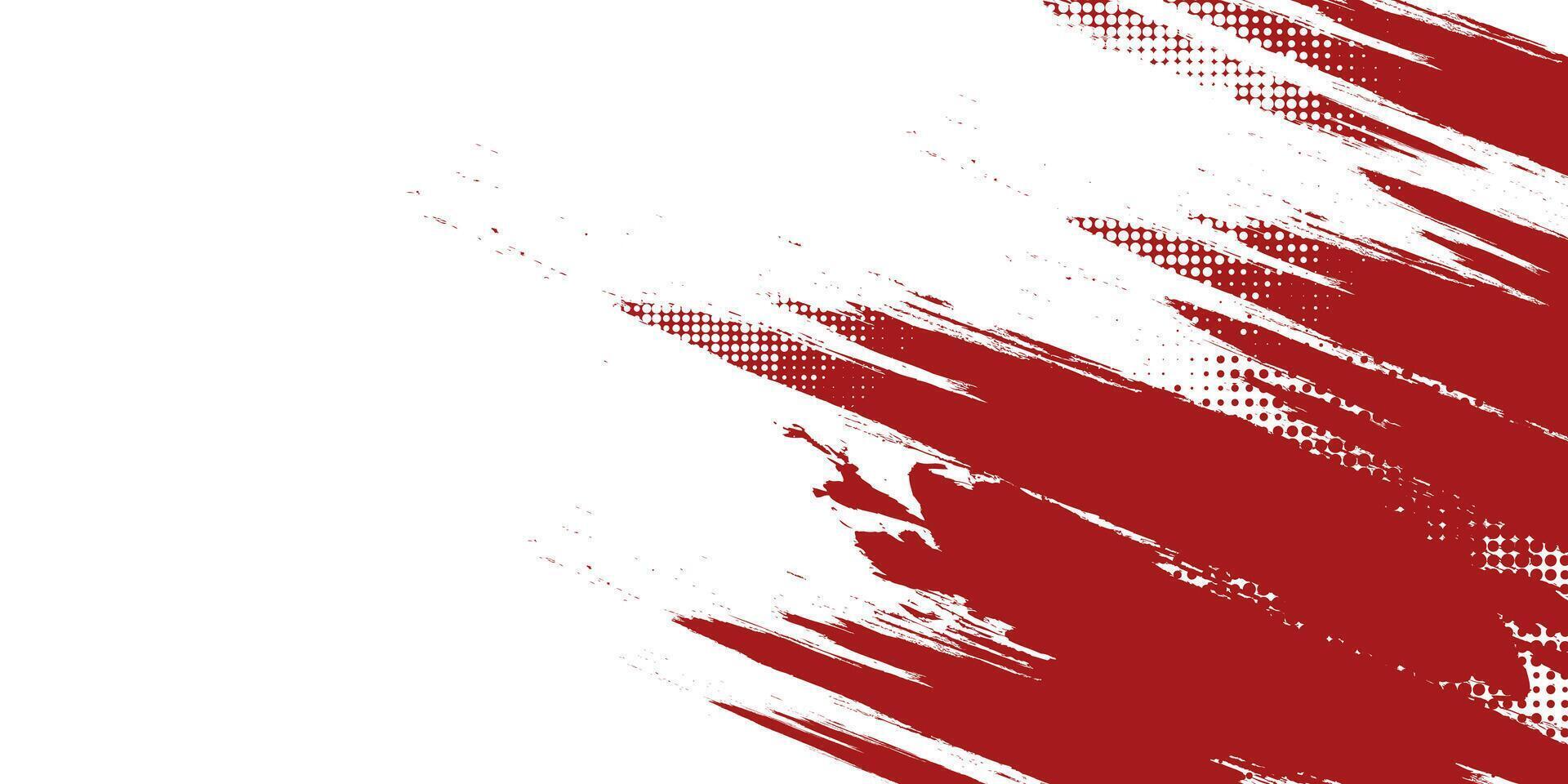 Creative red and white abstract sports background with grunge texture, brush stroke and halftone effect vector