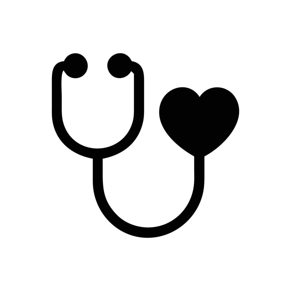 Black and White Illustration of Heart Shaped Stethoscope Representing Healthcare and Compassion vector