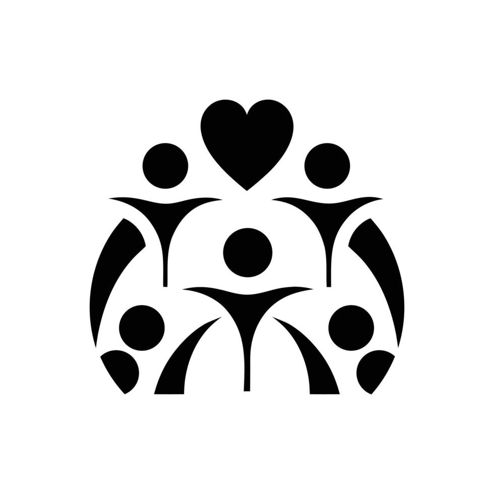 Circle of Unity A Stylized Group of Figures with Heart Emblem Representing Community and Support vector