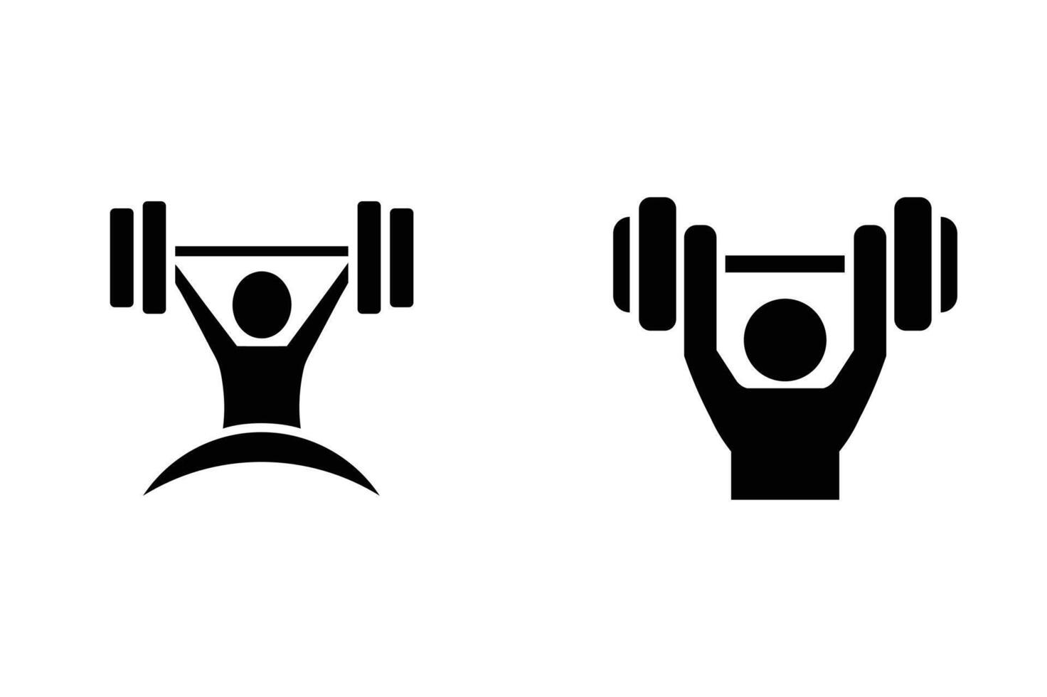 Black and White Weightlifting Icons Featuring Barbell and Dumbbell Exercises in Athletic Silhouettes vector