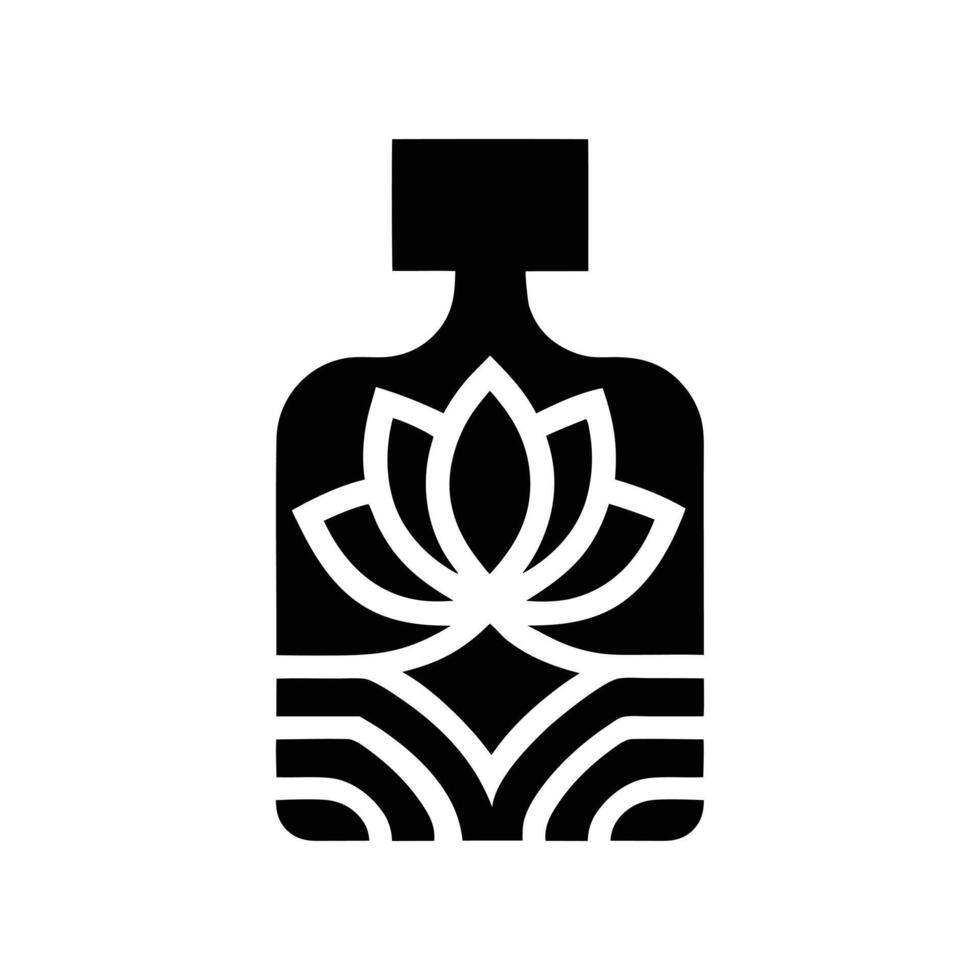 Minimalist Black and White Yoga Bottle with Lotus Design Symbolizing Mindfulness and Balance vector
