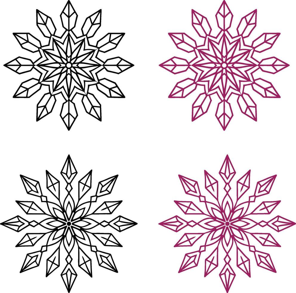 Set of snow flakes mandala. vector