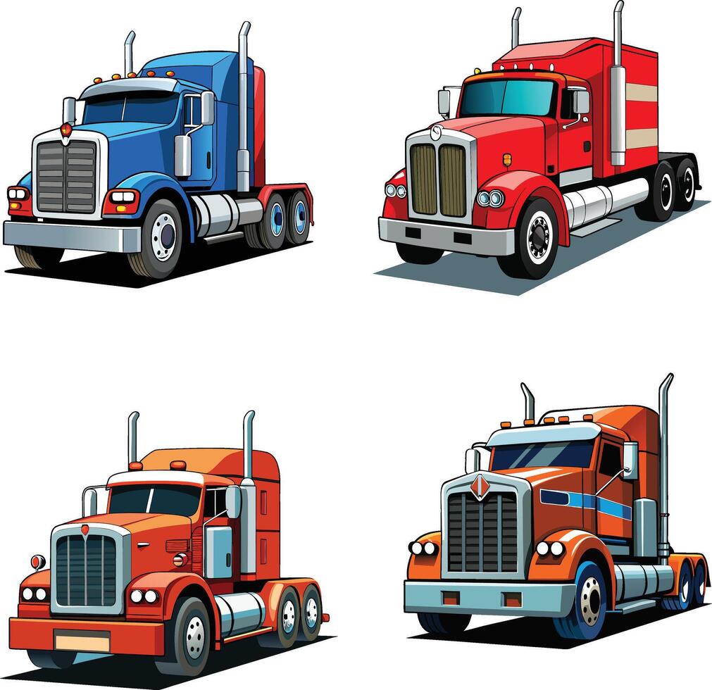 Set of american old truck vector