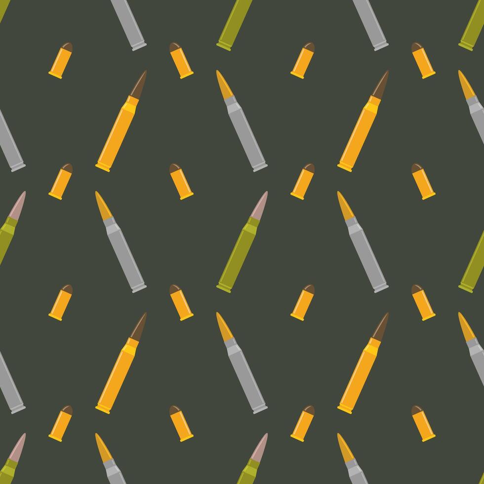 Seamless pattern of different caliber bullets vector