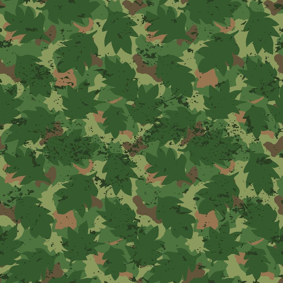 Seamless pattern green camouflage leaves grunge vector