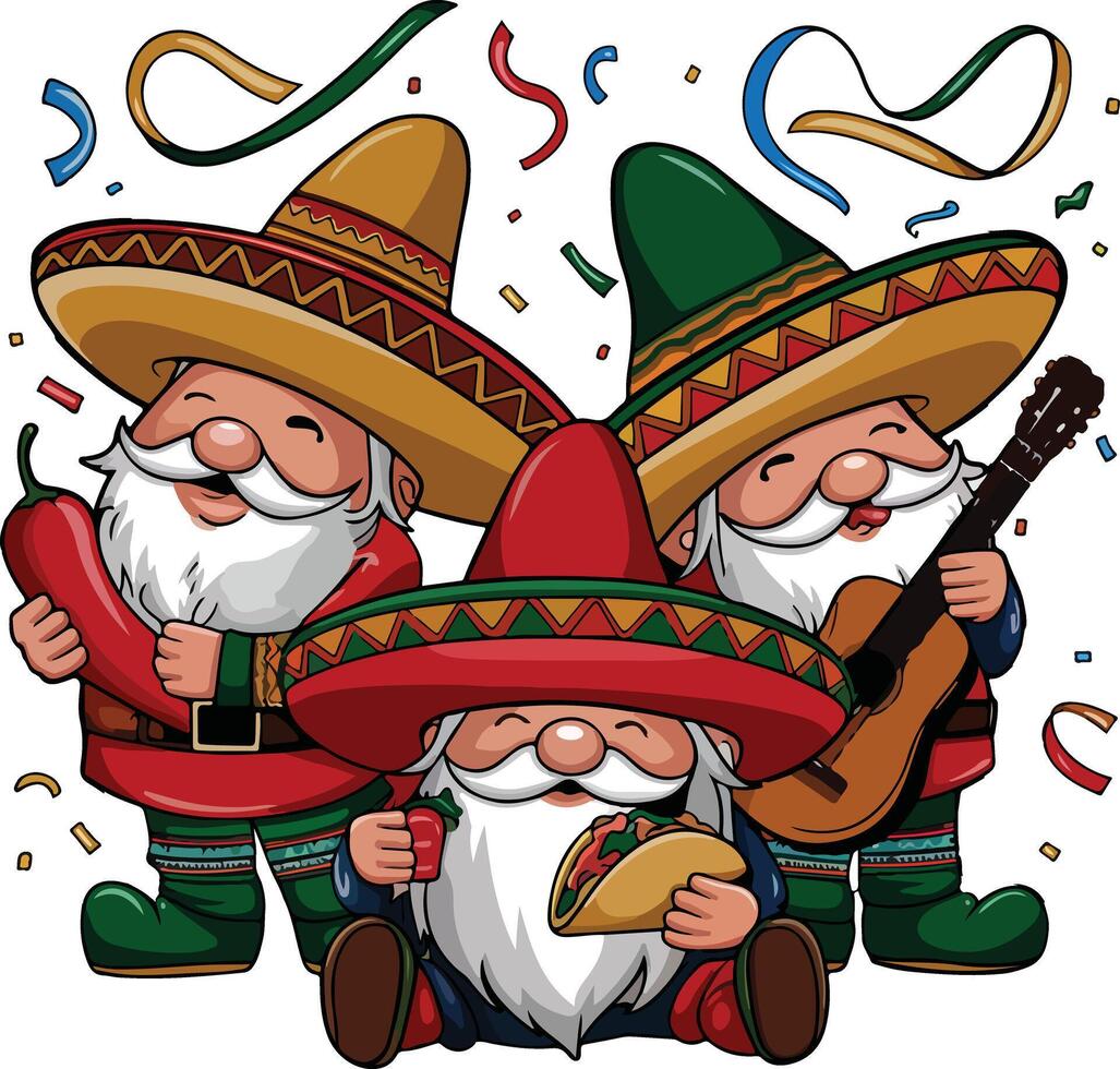 Fiesta gnome with tacos vector