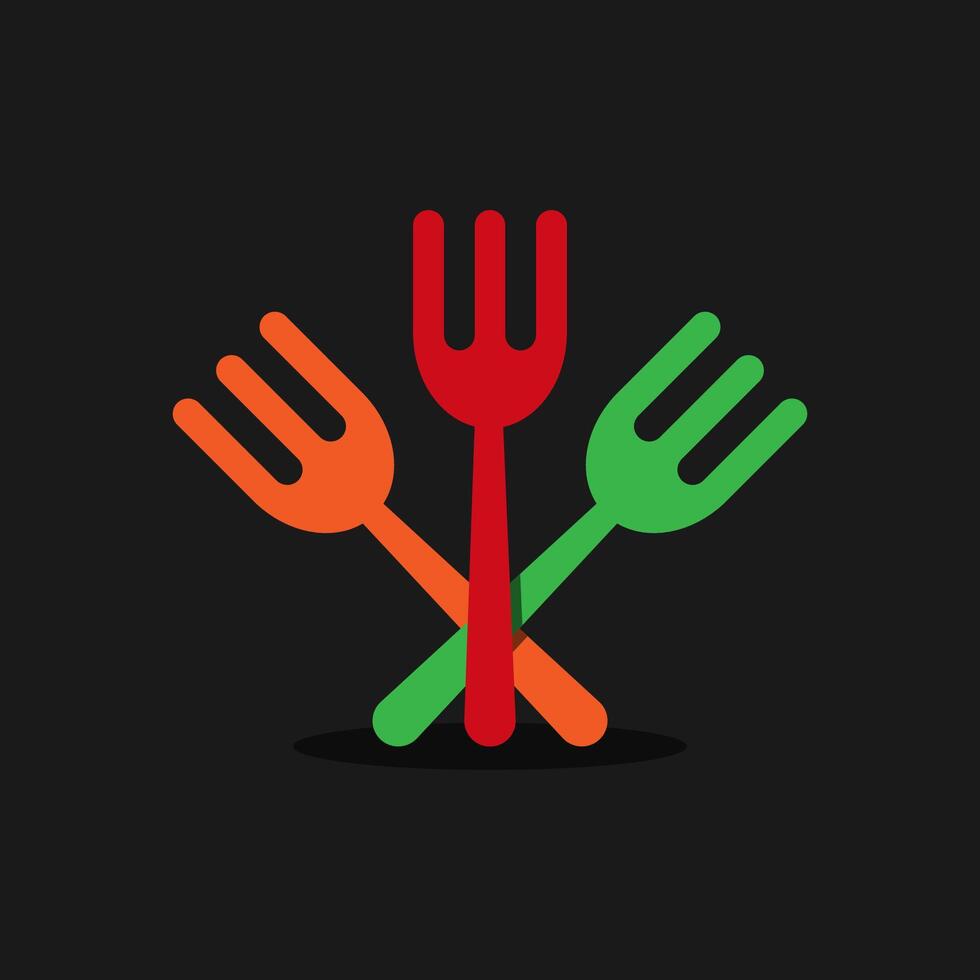 Fork icon element for design. Web line icon colorful fork. vector