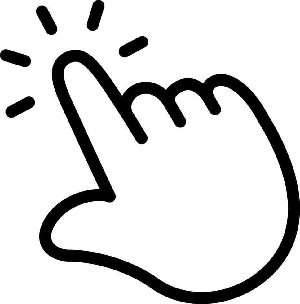 Click hand cursor gestures, Hand pointer Cute Cartoon Hand Logo Icons Outline Black color, Chubby finger emoji sticker sign symbol, editable stroke. vector