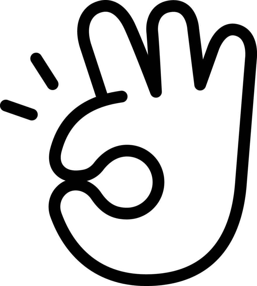 OK hand sign, Okay, Sure, Approval Cute Cartoon Hand Logo Icons Outline Black color, Chubby finger emoji sticker sign symbol, editable stroke. vector