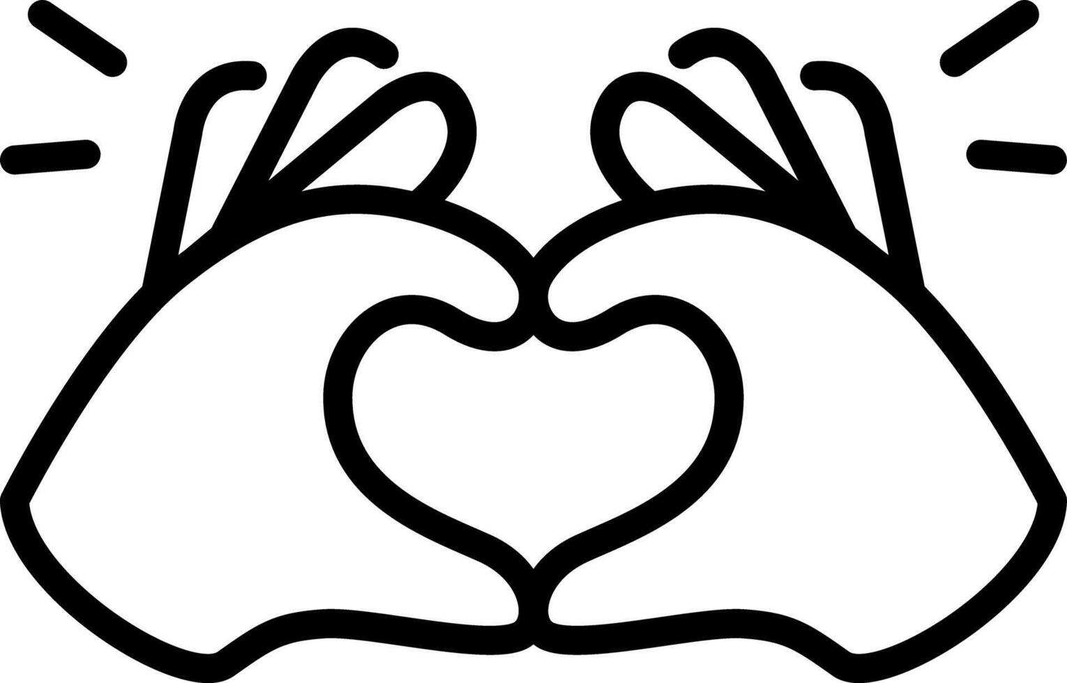 Heart hands love, Valentine, Heart Tattoo Cute Cartoon Hand Logo Icons Outline Black color, Chubby finger emoji sticker sign symbol, editable stroke. vector