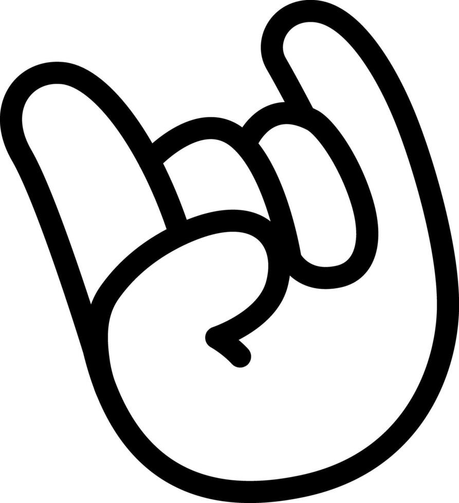 Hand Rock Sign, Rock and roll Heavy Metal Devil Horns Cute Cartoon Hand Logo Icons Outline Black color, Chubby finger emoji sticker sign symbol, editable stroke. vector