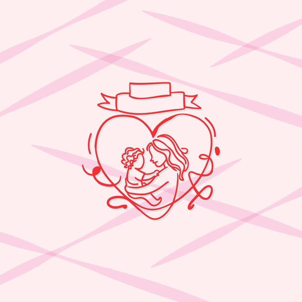 Mother and child in a heart symbol for Mother's Day vector
