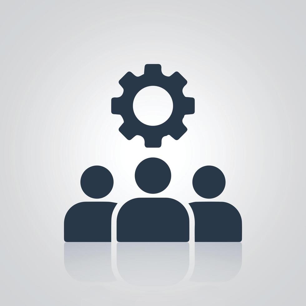 Teamwork management icon, management Icon, and a silver abstract background vector