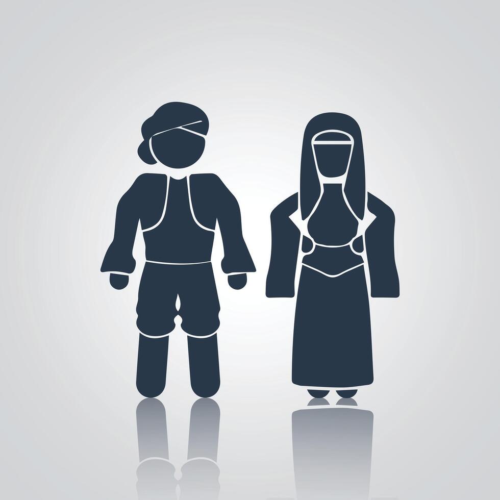 Flat illustration traditional dress of Turkey pictograms icons vector
