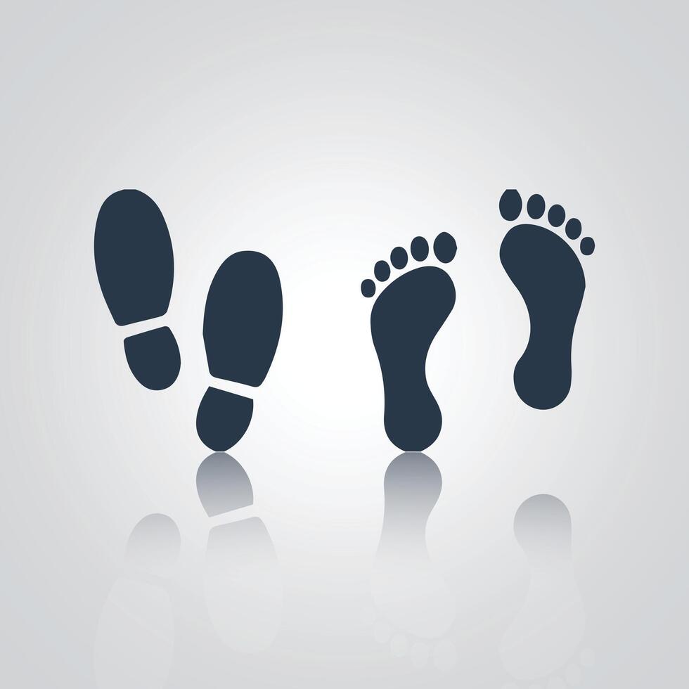 Footprint icon, Forefeet, shoe print, with a silver background vector