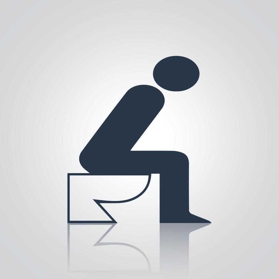 Man on toilet icon, Using Toilet Silhouette signs, with a silver abstract background vector