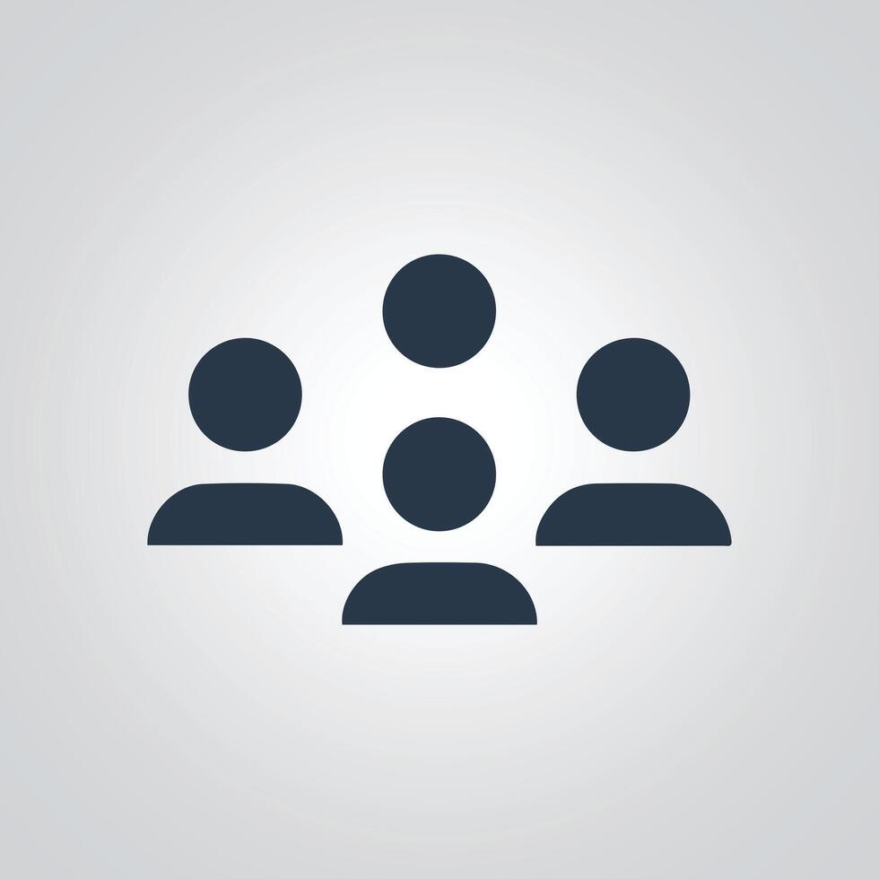 Communities multiple person icons, Group team icon, signs, silver abstract background vector