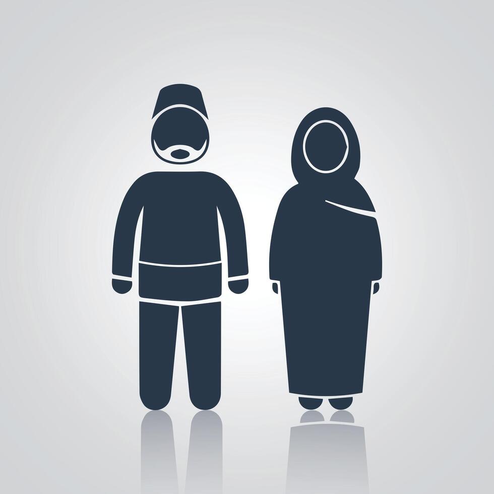 Flat illustration of a Iranian traditional dress pictograms icons, with a silver abstract background vector