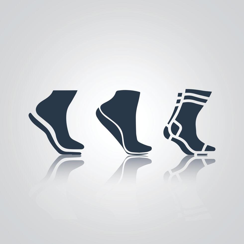 Cuttable Insoles icons, Shoe Insole icons, socks and footprint, with silver backgroudn vector