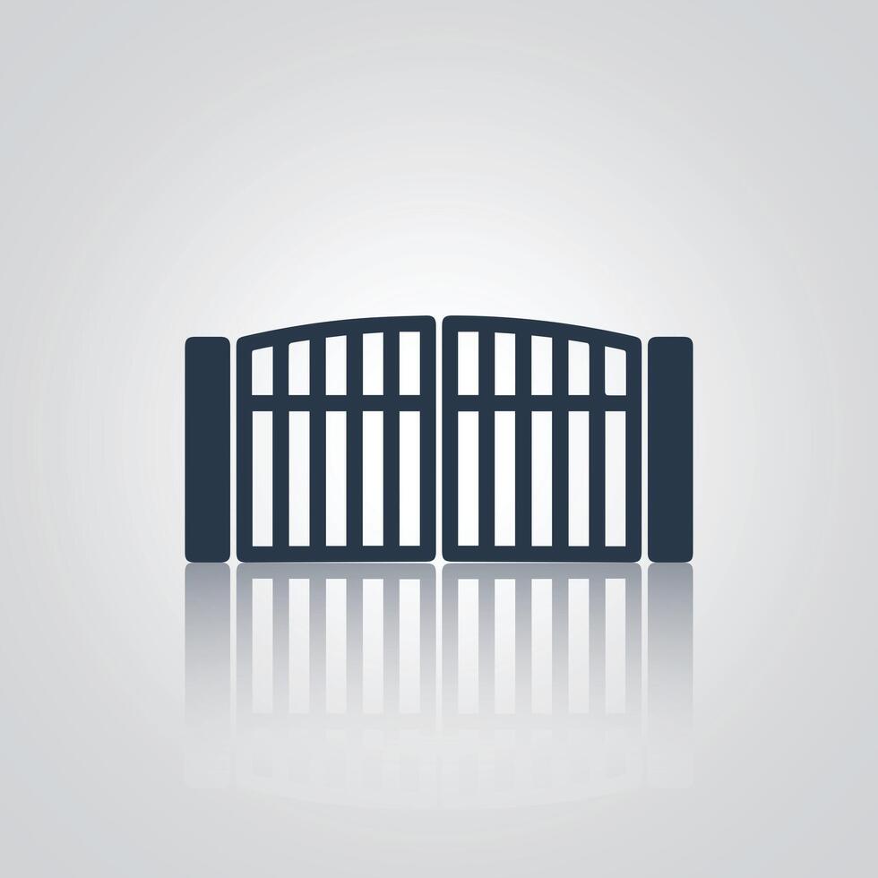 Gate design icons, automatic gate icon, Fence house, Garage entry, vector
